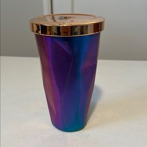 Iridescent Tumbler with Gold Lid
